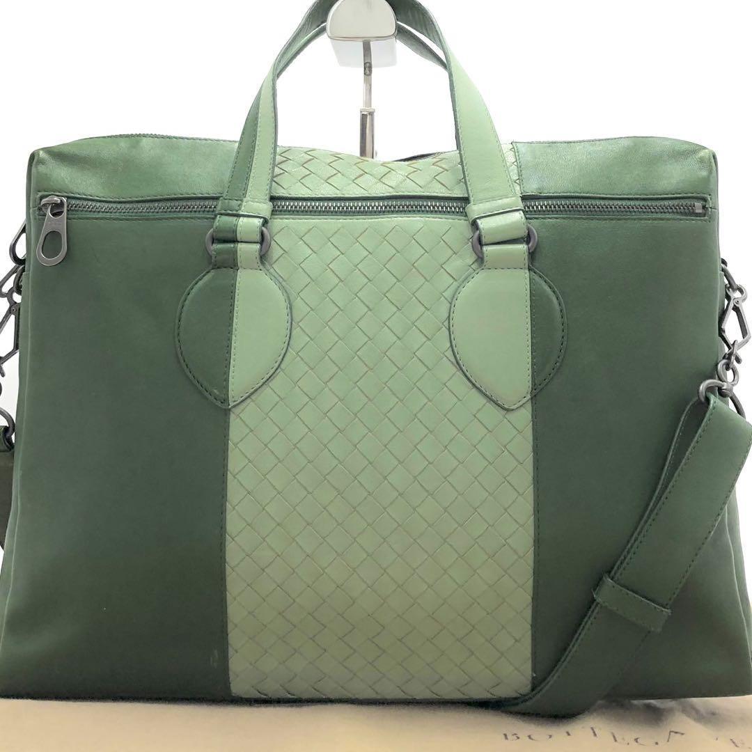 1円 超希少 美品◎BOTTEGA VENETA ボッテガヴェネタ 2way ビジネスバッグ ショルダーバッグ レザー イントレチャート 大容量 A4 メンズ_画像1