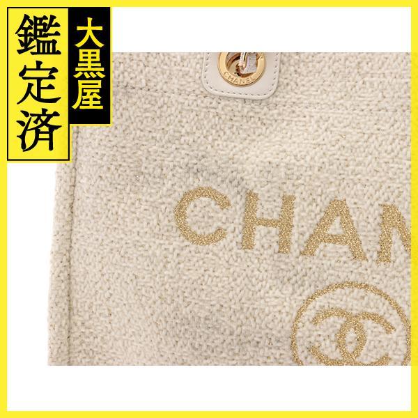 CHANEL　シャネル　ドーヴィル チェーンショルダー 　ホワイト/クリーム/GP 　ファブリック【430】2120500185477_画像7