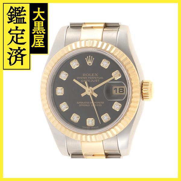 ROLEX 　ロレックス 　デイトジャスト　179173G　18YG/SS　ブラック10PD　レディース　自動巻き　433_画像1