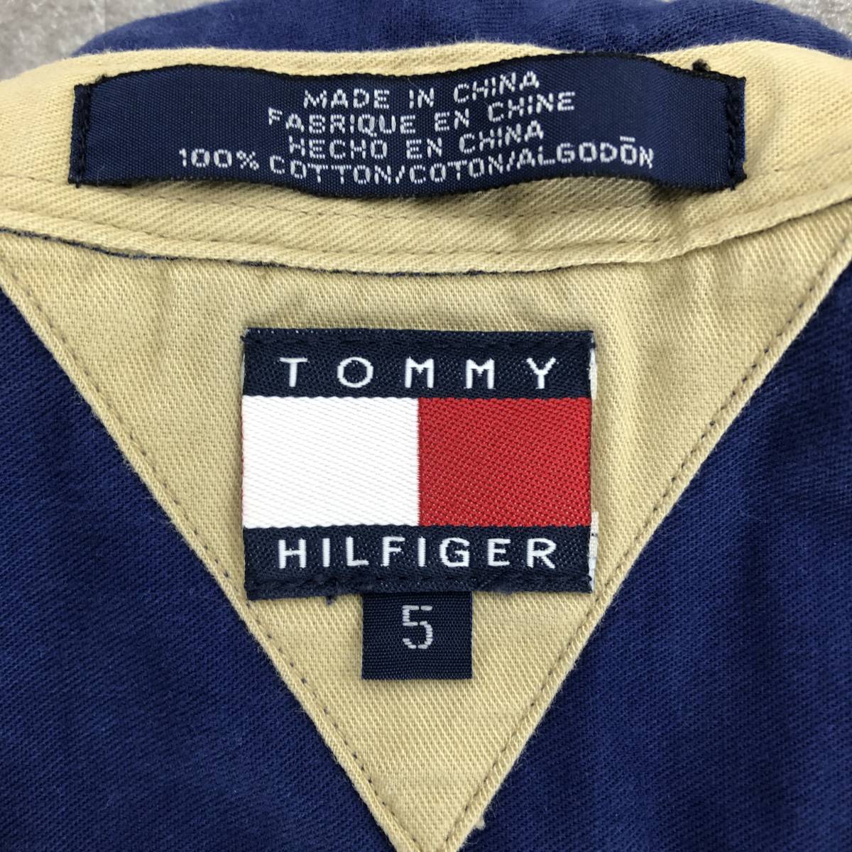 TOMMY HILFIGER Tommy Hilfiger border pattern long sleeve shirt men's Kids blue blue red red black black 110 centimeter cotton 100%