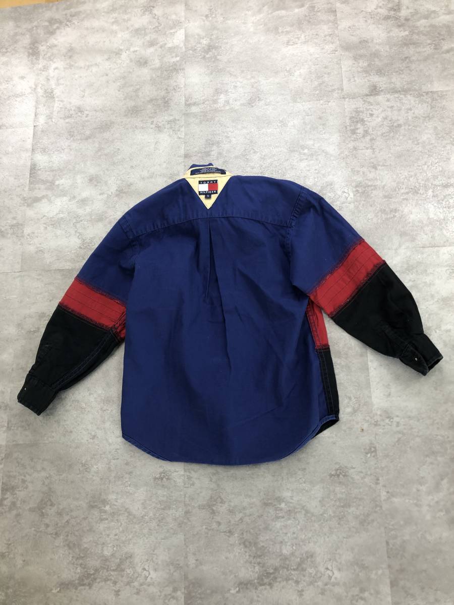 TOMMY HILFIGER Tommy Hilfiger border pattern long sleeve shirt men's Kids blue blue red red black black 110 centimeter cotton 100%