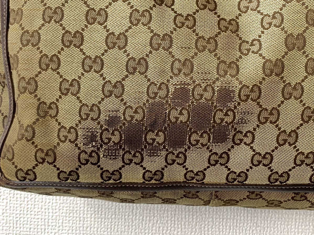 GUCCI/グッチ レザーショルダーバッグ トートバッグ GGキャンバス ベージュカラー_画像5