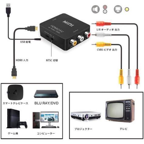 HDMI to RCA 変換コンバーター HDMI to AV コンポジット 1080P 音声出力可 USB給電 テレビVHS VCR DVDなどの互換性 hdmiをサポートする旧式_画像3