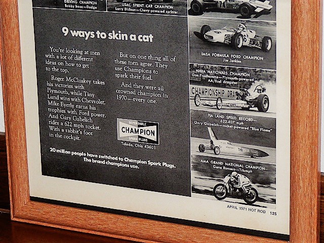 1971 год U.S.A. \'70s иностранная книга журнал реклама рамка товар Champion Champion свеча зажигания // для поиска Plymouth, Camaro, Dodge, Triumph (A4 размер )