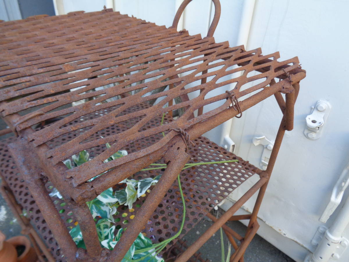  antique iron made gardening rack 3 step display shelf secondhand goods 