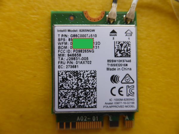 PC部品 無線 WiFi M.2 (NGFF）Intel Dual Band Wireless 8265NGW と アンテナ Y077_画像1