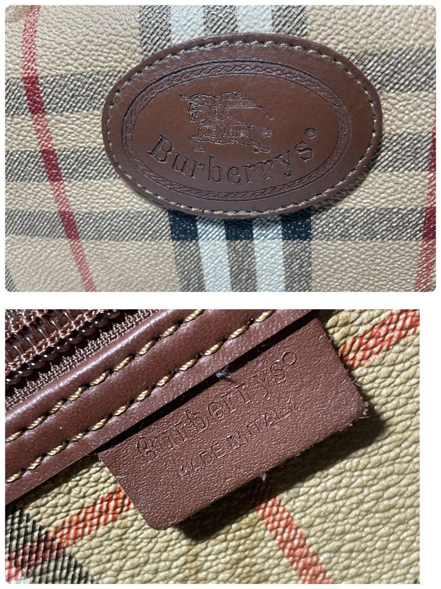 ■FR958 極美品 Burberrys ボストン バッグ ノバチェック バーバリー ベージュ レザー ショルダーストラップなし_画像10