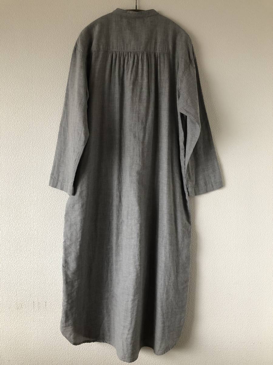 ★無印良品★MUJI ハーフボタン ロング シャツ ワンピース　グレー　L ~XL ムジルシリョウヒン_画像2