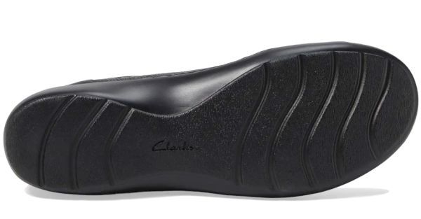 送料無料 Clarks 27.5cm ジッパー ミニマル ブラック フラット 軽量 ソフト スニーカー バレエ ローファー ブラック パンプス RRR107_画像10