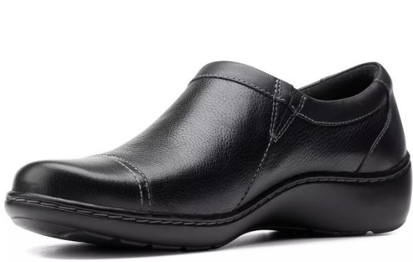 送料無料 Clarks 26.5cm ジッパー ミニマル ブラック フラット 軽量 ソフト スニーカー バレエ ローファー ブラック パンプス RRR107_画像6