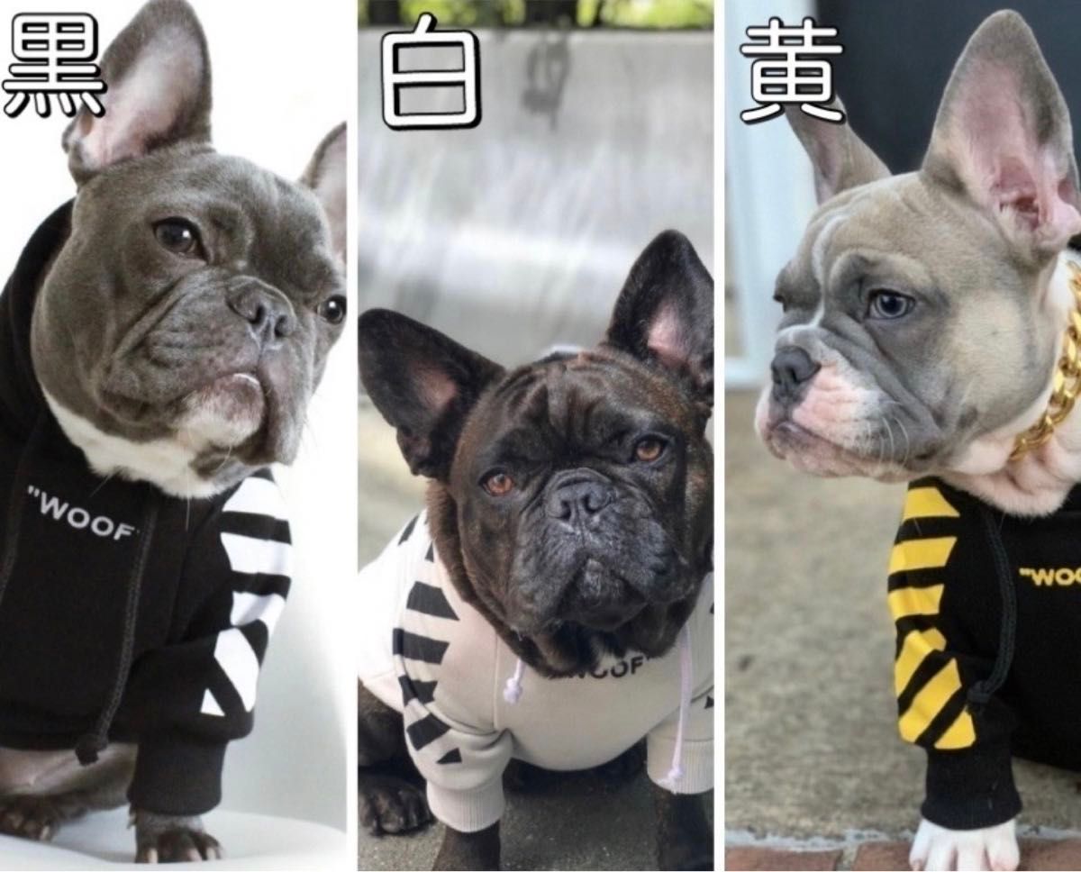 ドッグウェア パーカー トレーナー 裏起毛 お洒落 犬 服 中型犬～ 黄 2XL