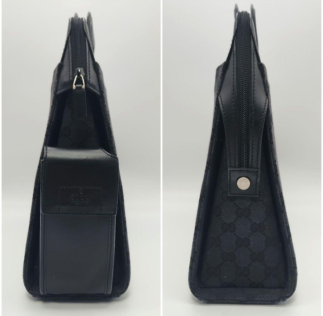 極美品★GUCCI　グッチ　ビジネスバッグ　2way ショルダーバッグ　ハンドバッグ　肩掛け　斜め掛け　ブラック　キャンバス　レザー　GG_画像4