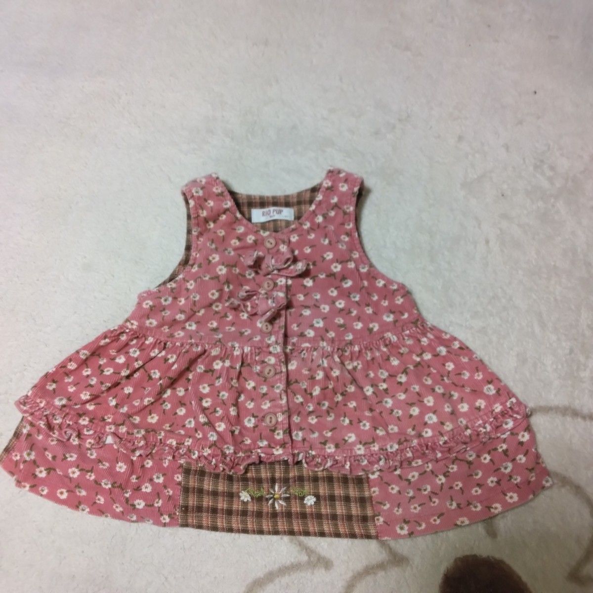 ジャンパースカート　サイズ90　花柄　ピンク　コーデュロイ ワンピース 女の子 キッズ