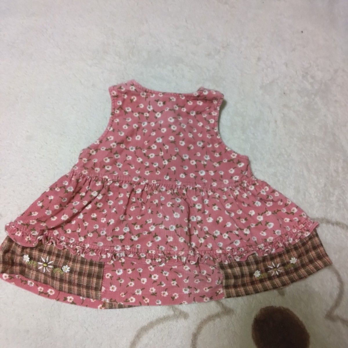 ジャンパースカート　サイズ90　花柄　ピンク　コーデュロイ ワンピース 女の子 キッズ