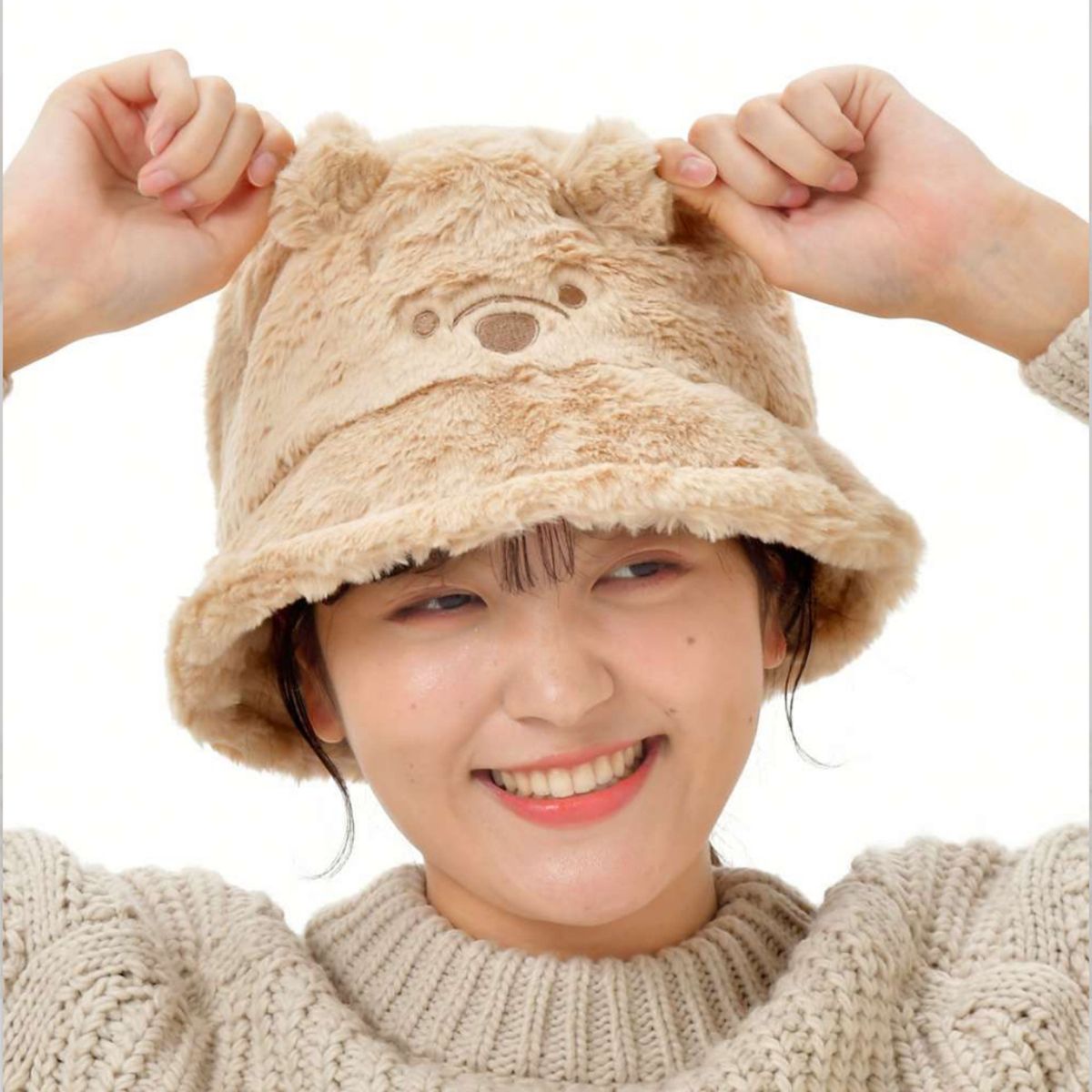 未使用】ディズニー プーさん 帽子・ハット ベージュ 58cm 未使用】ディズニー プーさん 帽子・ハット ベージュ 58cm