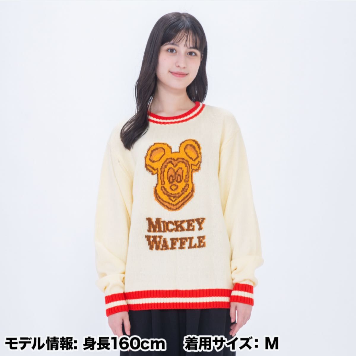 未使用】ディズニー ミッキー ワッフル セーター ホワイト L 未使用】ディズニー ミッキー ワッフル セーター ホワイト L