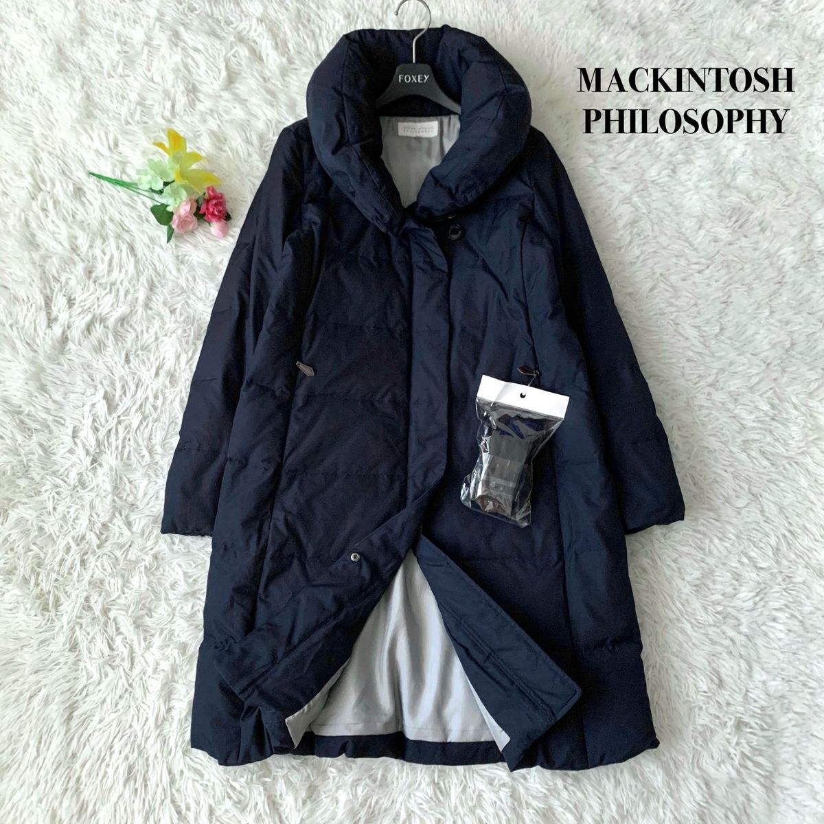 【未使用品】MACKINTOSH PHILOSOPHY マッキントッシュフィロソフィー ダウン ショールカラー ネイビー M