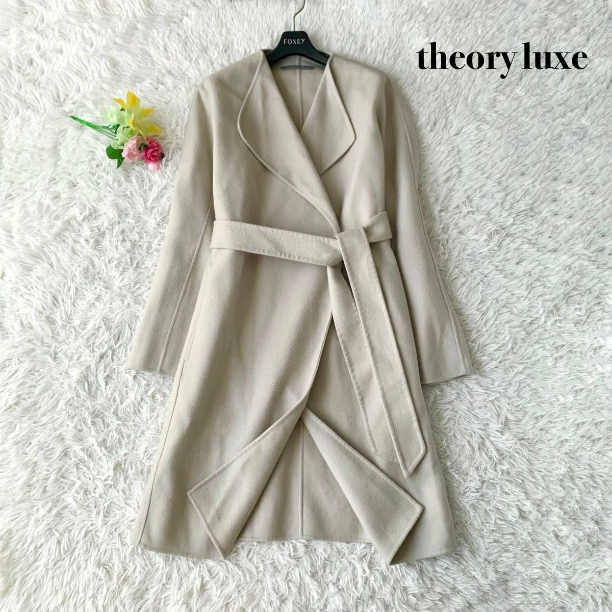 theory luxe セオリーリュクス ロングコート ノーカラー カシミヤ