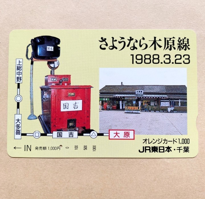 【使用済】 オレンジカード JR東日本 さようなら木原線 1988.3.23_画像1