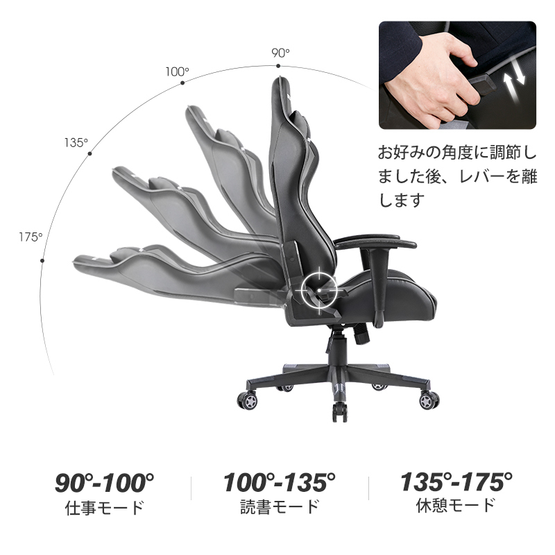 ゲーミングチェア オフィスチェアMeseracing デスクチェア 高機能チェア パソコンチェア PUレザー 高反発高密度_画像3