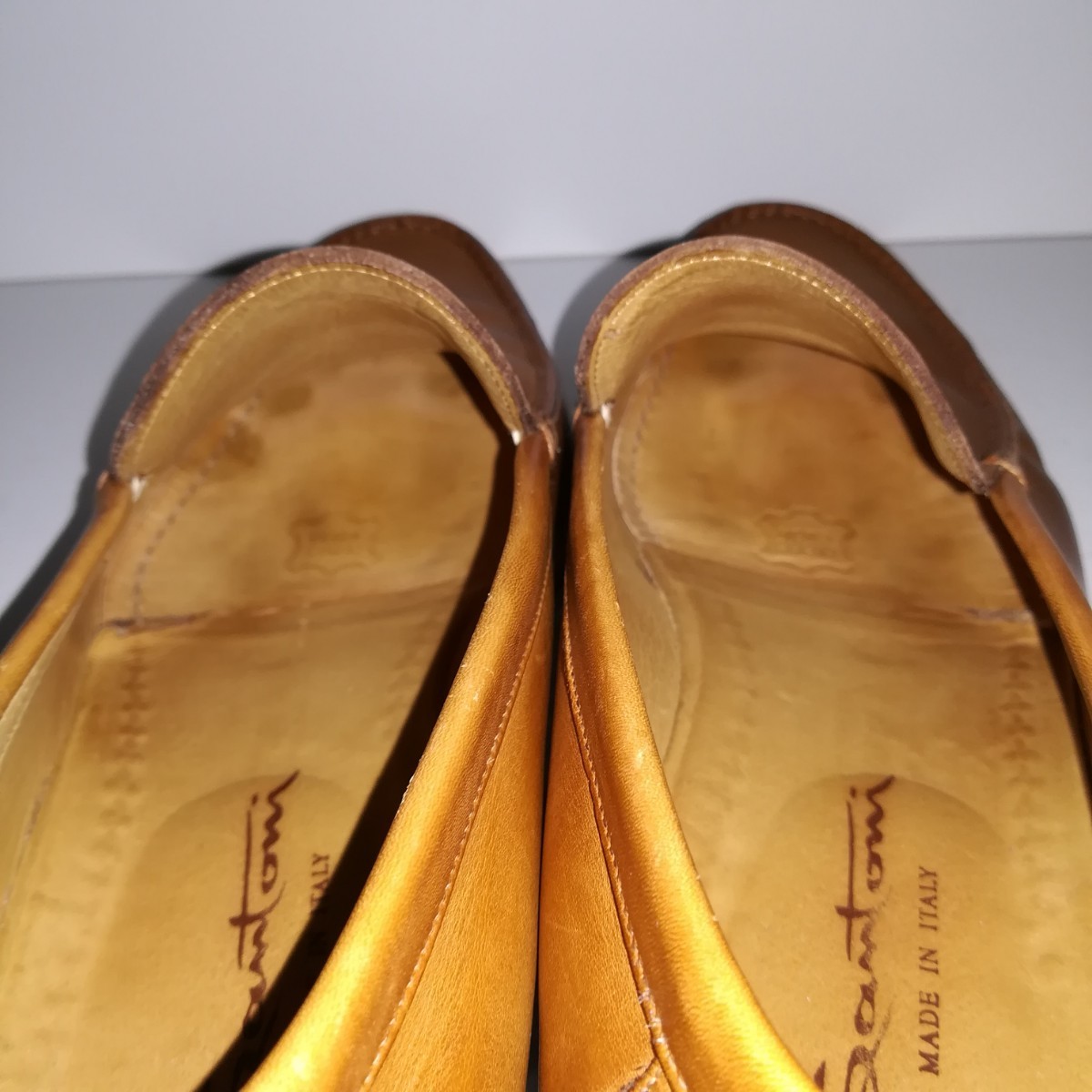 4038 美品 ★サントーニ Santoni★ ローファー スリッポン 7 1/2 26.5cm程度 ブラウン ドレスシューズ ビジネス 高級革靴 紳士靴 本革_画像9