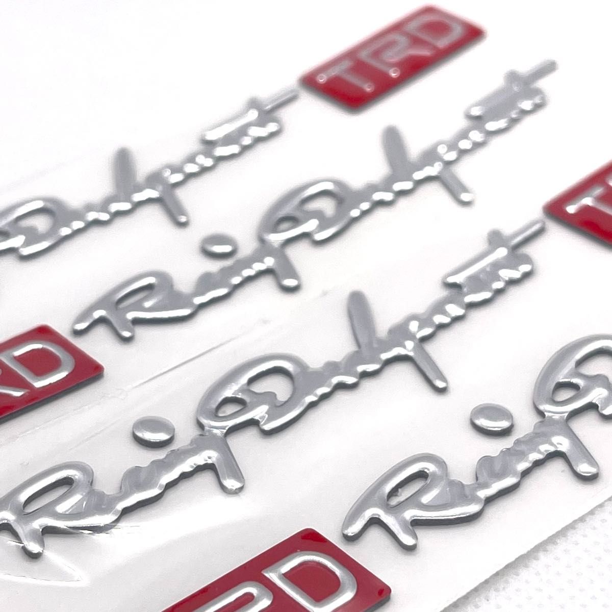 【 シルバー/レッド 4個 】TRD 3Dステッカー◆立体ステッカー ドアノブ、トランク、フェンダー等に