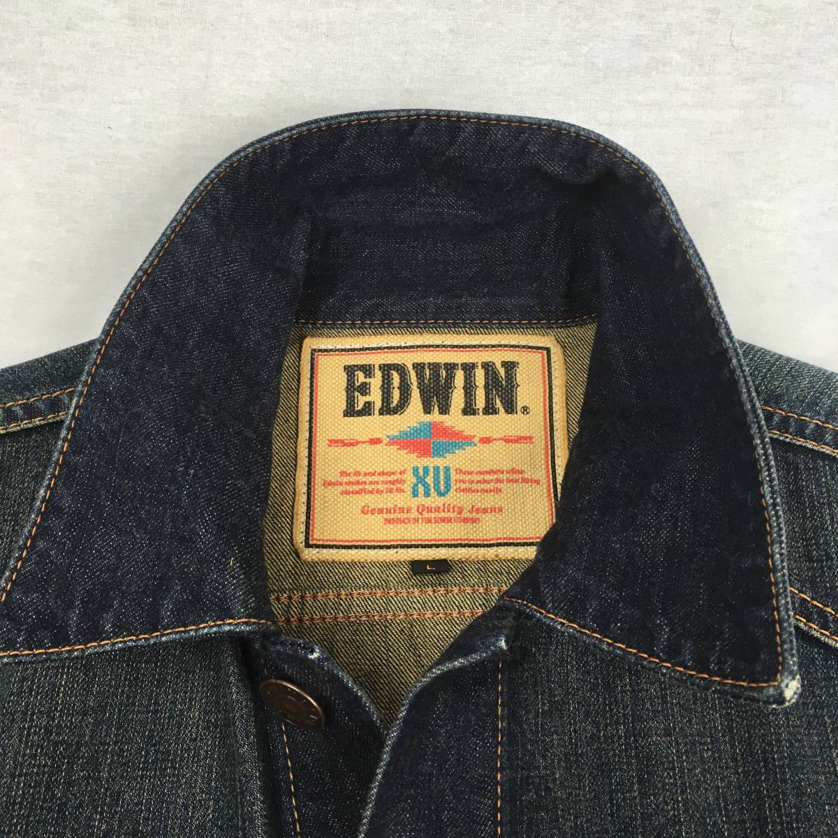 【美品】EDWIN エドウィン XV G10049 ジージャン Lサイズ デニムジャケット 濃紺_画像3