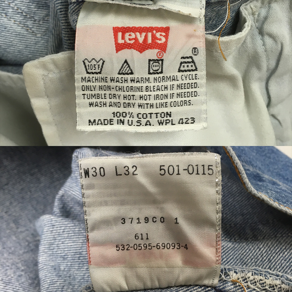 Levi's リーバイス 501 501-0115 米国製 95年 レギュラー ストレート デニム パンツ ジーンズ W30 L32 ボタンフライ 刻印532_画像10