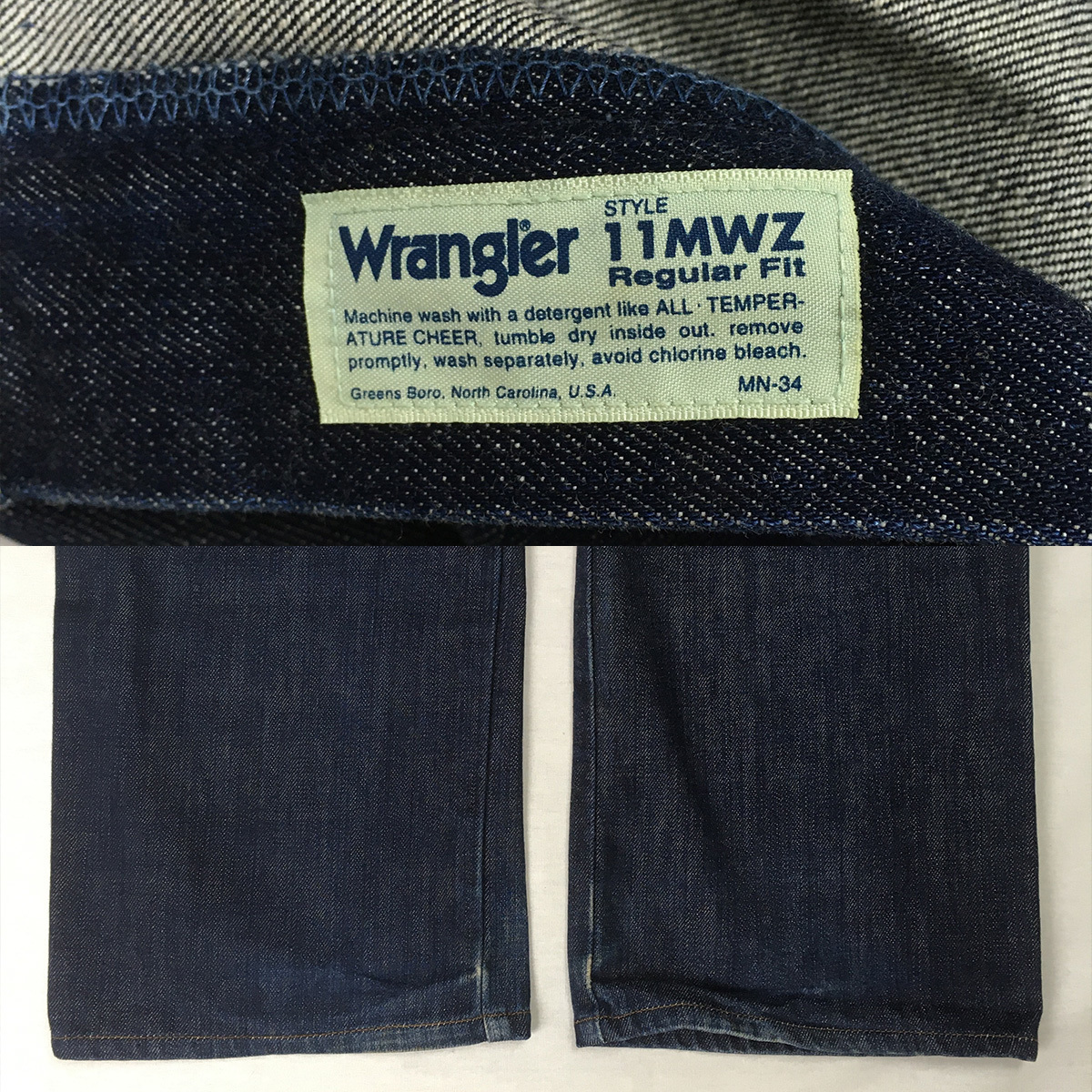 Wrangler ラングラー M1116-29 11MWZ 日本製 デニム パンツ ジーンズ W35 ジップフライ 革パッチ ヴイエフジャパン_画像7