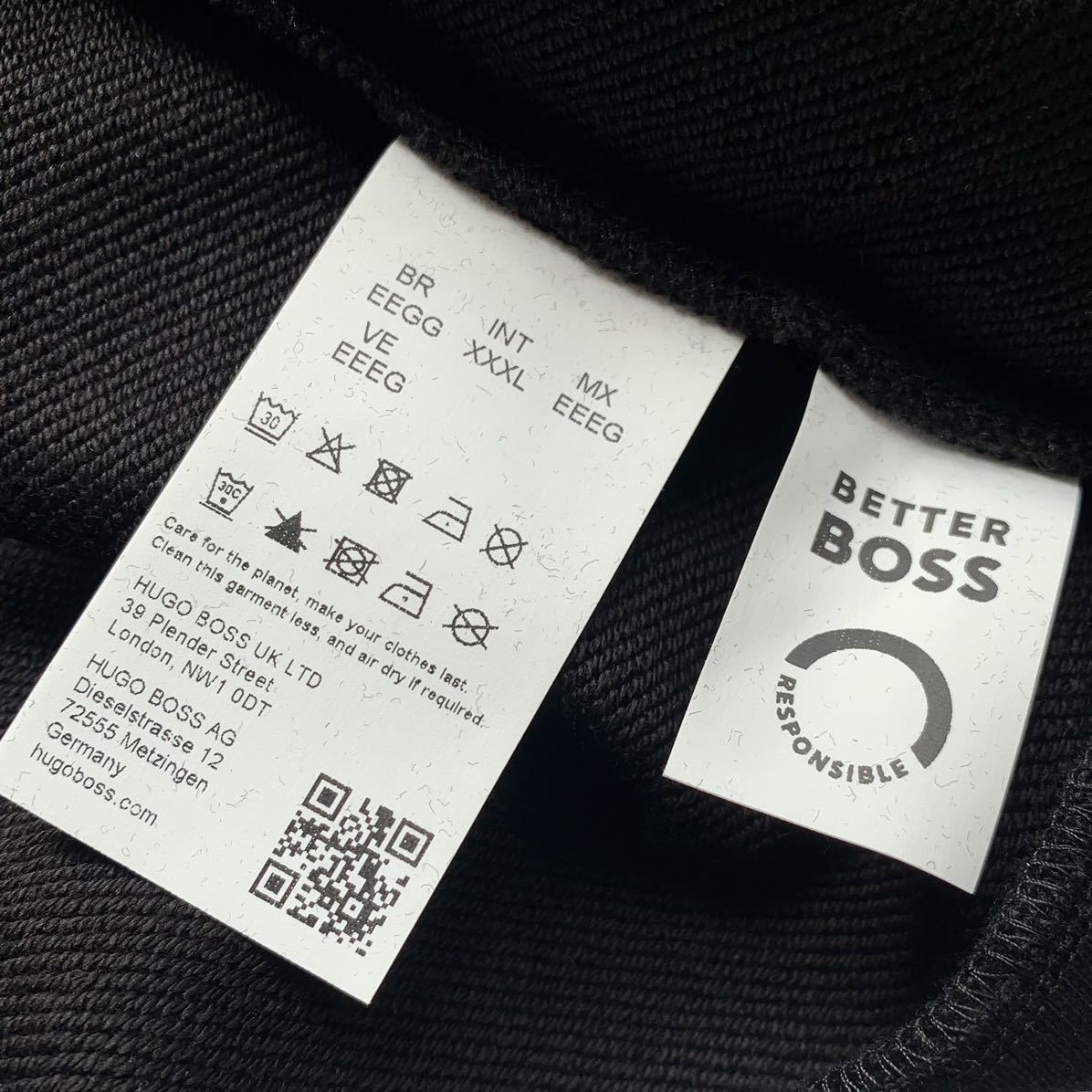 XXXL 新品 BOSS ボス ロゴ スウェット メンズ 黒 ブラック ヒューゴボス Hugo Boss soleri 2023 トレーナー 希少ビッグサイズ 4L 送料無料の画像8