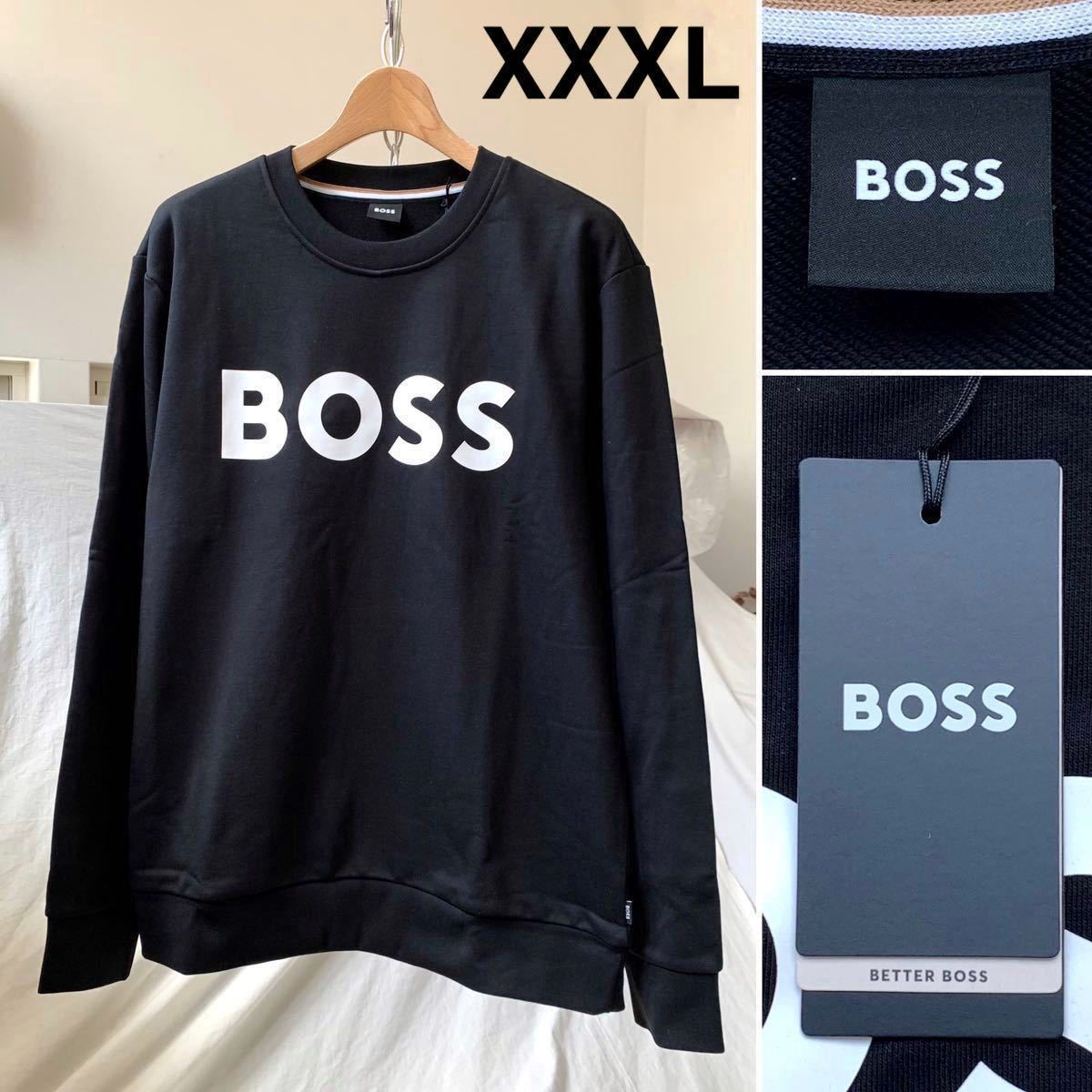 XXXL 新品 BOSS ボス ロゴ スウェット メンズ 黒 ブラック ヒューゴボス Hugo Boss soleri 2023 トレーナー 希少ビッグサイズ 4L 送料無料の画像1