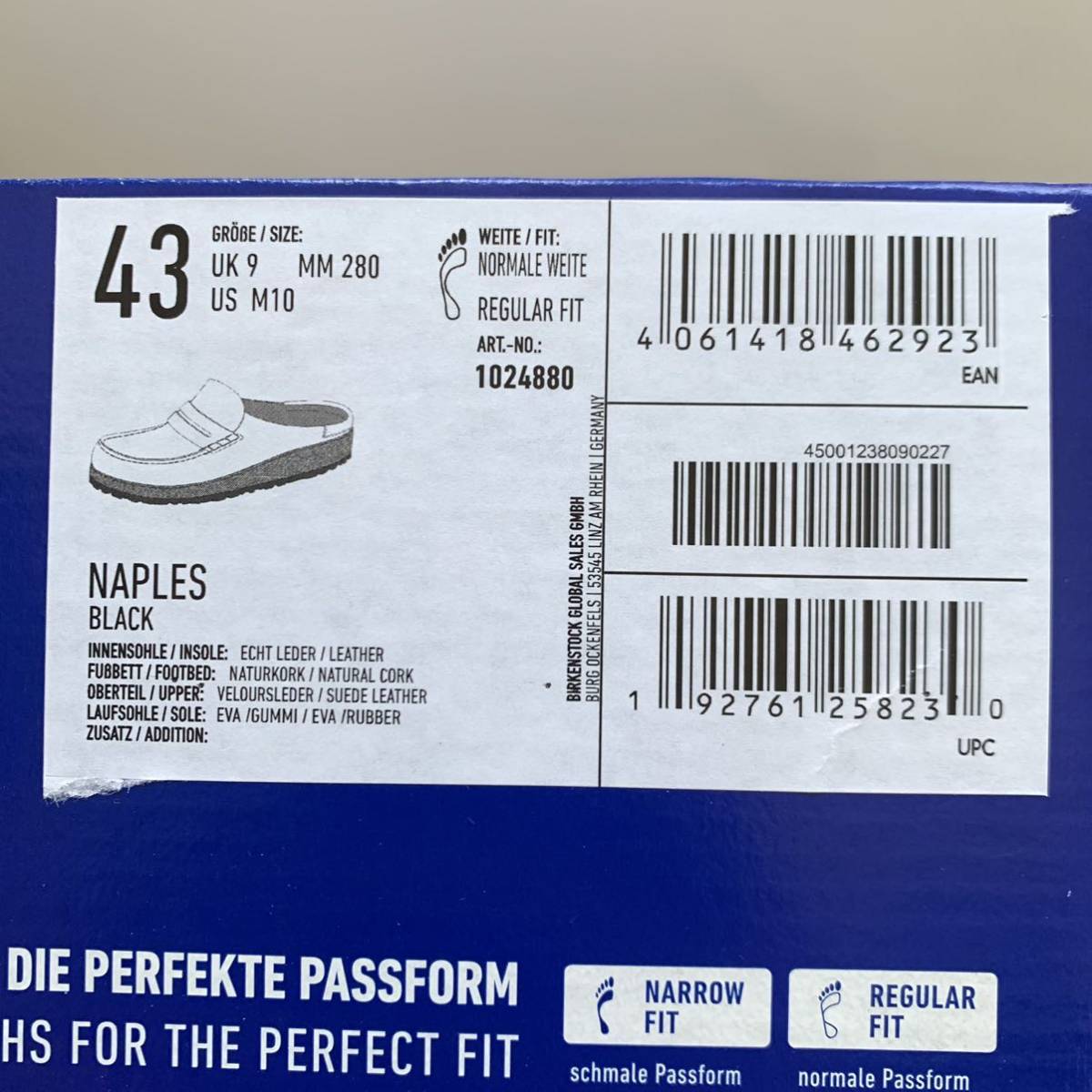 新品 BIRKENSTOCK ビルケンシュトック Naples ネープルス スエード レザー ローファー サンダル 43 黒 ブラック メンズ 28㎝ 送料無料_画像8