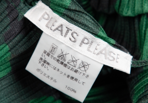 プリーツプリーズPLEATS PLEASE ウェービングチェックプリントプリーツノースリーブワンピース 緑黒2 【レディース】_画像10