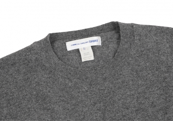  Comme des Garcons shirt COMME des GARCONS SHIRT sleeve border braided change wool knitted gray L [ men's ]