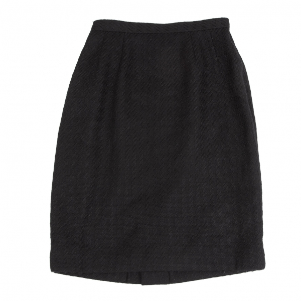 ヒロココシノHIROKO KOSHINO ウールチェック織り台形スカート 黒11 【レディース】_画像2