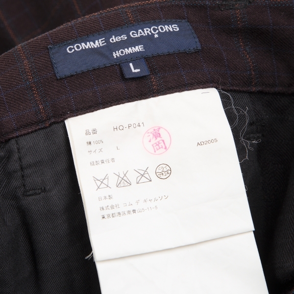 コムデギャルソン オムCOMME des GARCONS HOMME コットンチェックパッカリングパンツ 焦げ茶L 【メンズ】_画像10