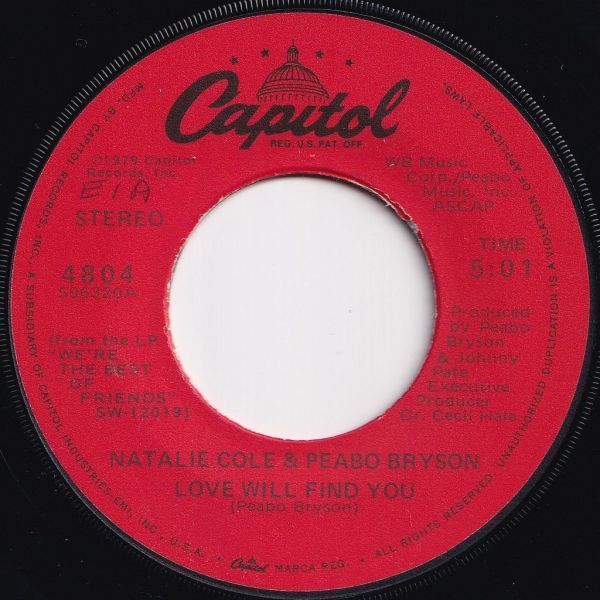 Natalie Cole, Peabo Bryson Gimme Some Time / Love Will Find You Capitol US 4804 204929 SOUL ソウル レコード 7インチ 45_画像2