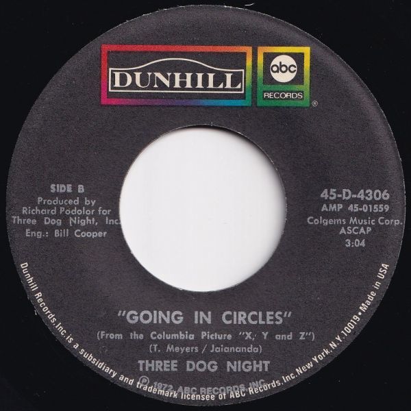 Three Dog Night The Family Of Man / Going In Circles Dunhill US 45-D-4306 205016 ROCK POP ロック ポップ レコード 7インチ 45_画像2