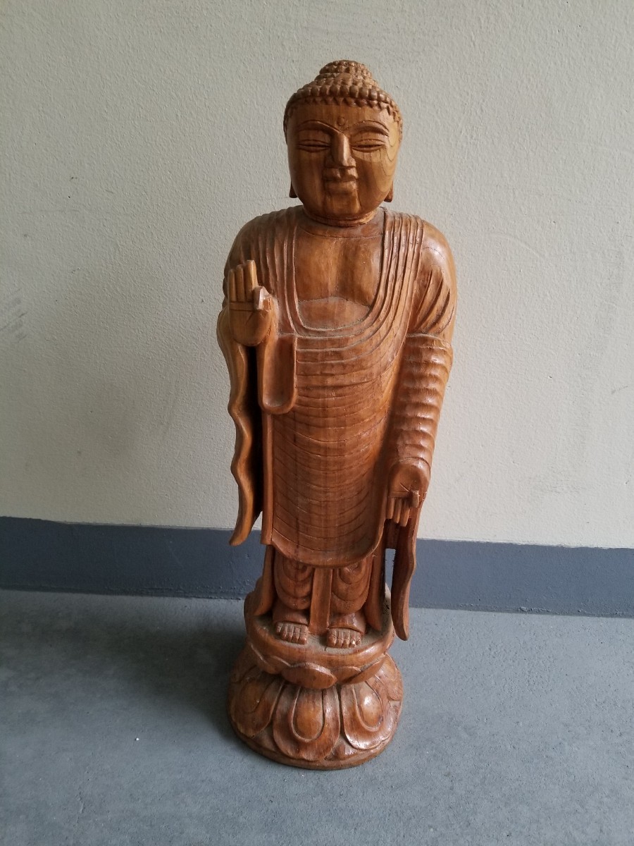 仏像 木彫り 置物 木製　大仏