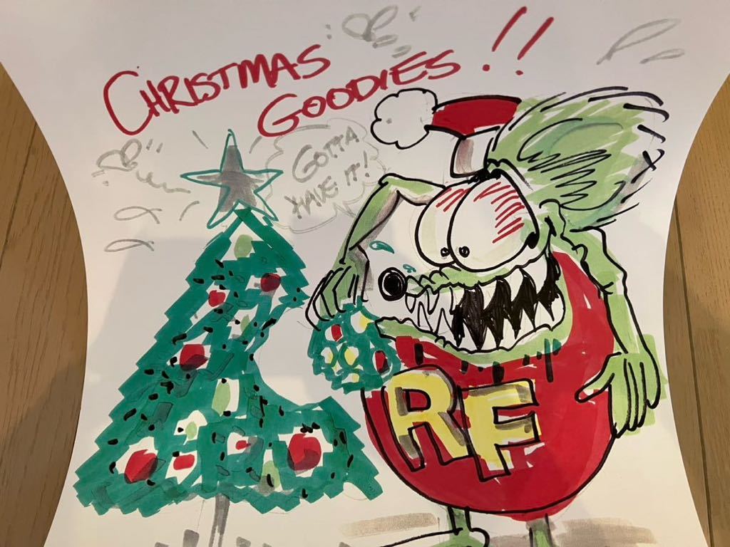 レア！2002 ラットフィンククリスマス シルクスクリーンポスターRATFINK EDROTHMOONEYESエドロスムーンアイズ