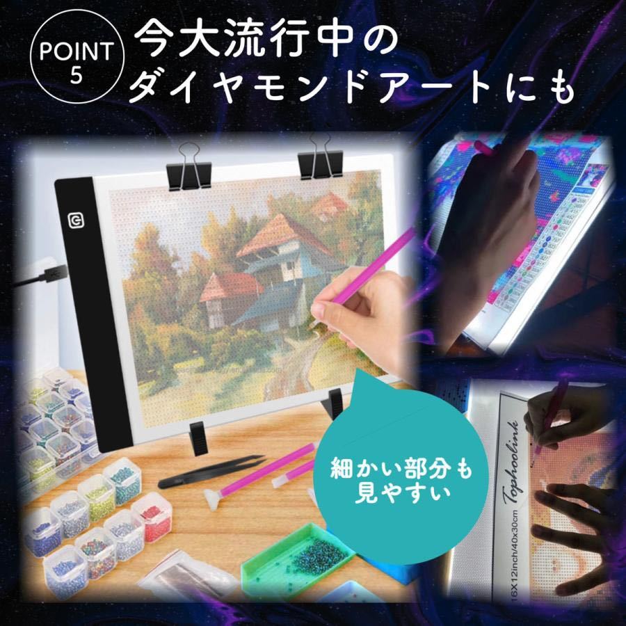 トレース台 a4 LED 薄型 トレースボード USB 写し絵 ライト 調光 軽量 漫画 イラスト 製図 写経 アニメ トレース ダイヤモンドアート_画像7