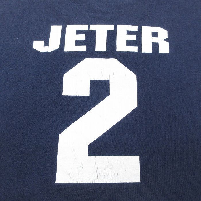 XL/古着 半袖 ビンテージ Tシャツ メンズ 00s MLB ニューヨークヤンキース デレクジーター 2 コットン クルーネック メジャーリーグ ベ_画像4