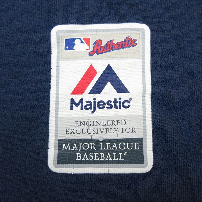 L/古着 マジェスティック 半袖 Tシャツ メンズ MLB ボストンレッドソックス クルーネック 紺 ネイビー メジャーリーグ ベースボール 野 7OF_画像3