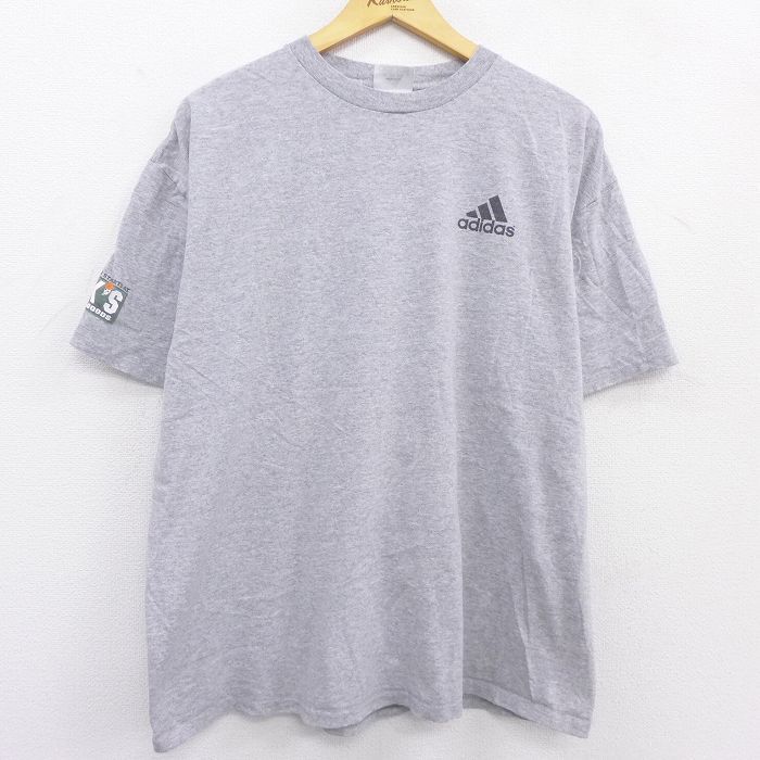 XL/古着 アディダス adidas 半袖 ビンテージ Tシャツ メンズ 00s ビッグロゴ クルーネック グレー 霜降り 22apr05 中古 7OF_画像2