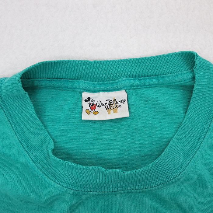 XL/古着 半袖 ビンテージ Tシャツ メンズ 00s ディズニー ミッキー ミニー プルート 大きいサイズ コットン クルーネック 青緑 spe 23j 3OF_画像6