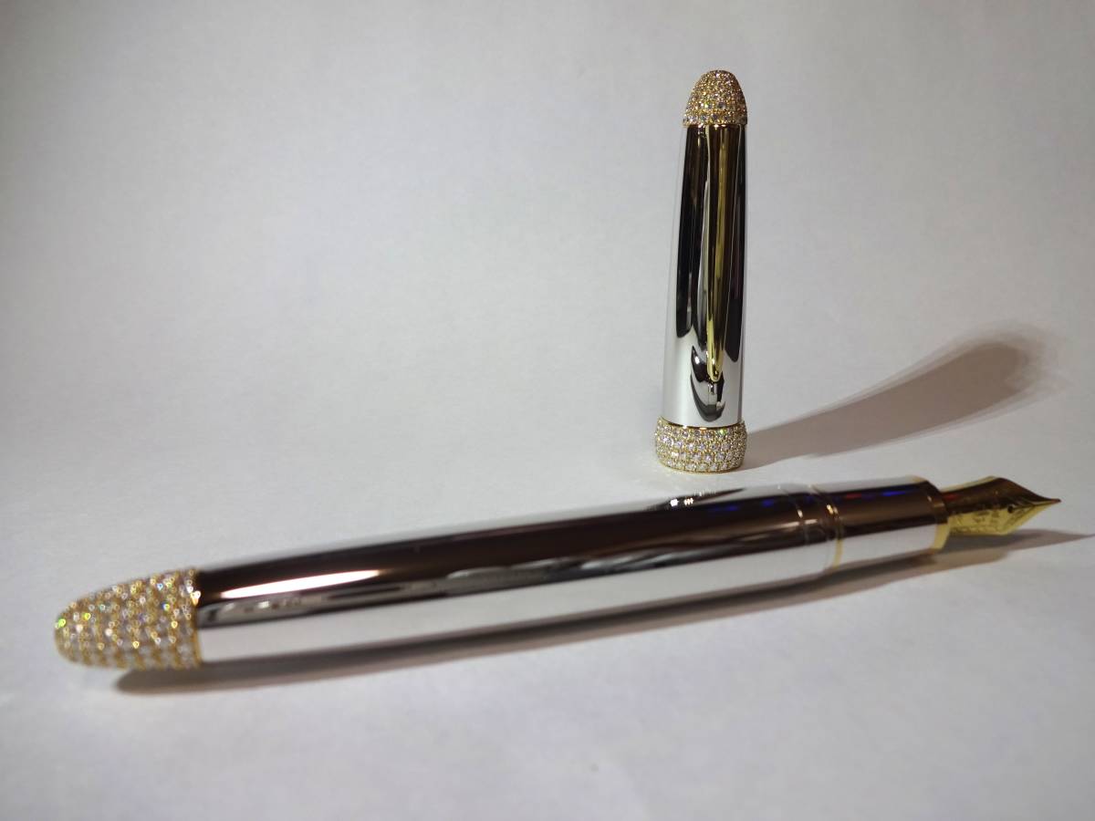 Sailor Fountain Pen Gimel Asa Russia Цена 5,5 миллиона иен полностью заказал Diamond 5.197ct Clip и т. Д.18 Pure Nib EF 21 Gold 21 Новое золото