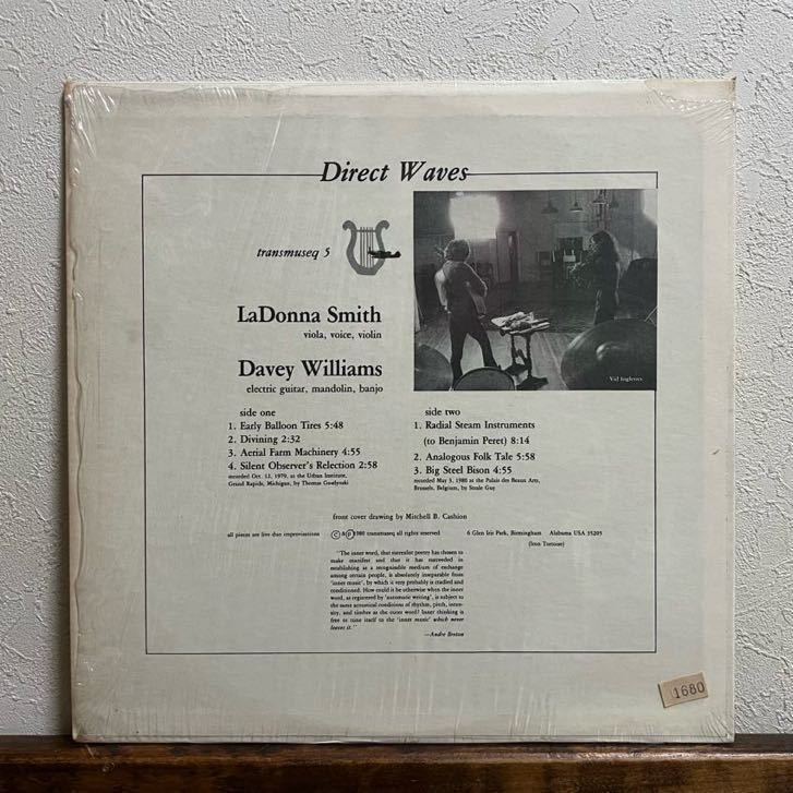 Direct Waves LaDonna Smith & Davey Williams アナログ LP 検索） Jazz Free Pro プログレ_画像2