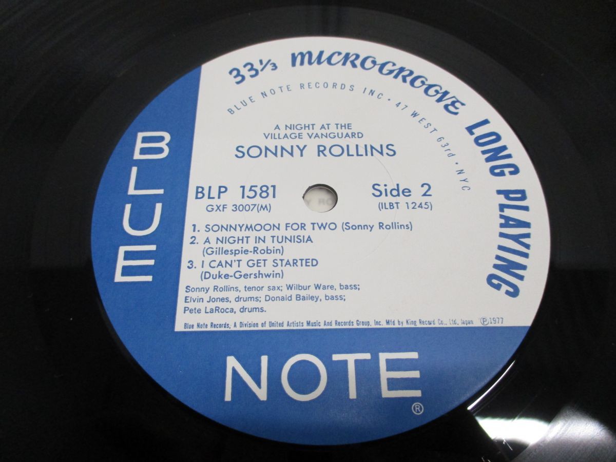 ▲01) Sonny Rollins/ソニー・ロリンズ/ヴィレッジ・ヴァンガードの夜/GXF 3007/LPレコード/国内盤/ブルーノート/Blue Note/ジャズ_画像3