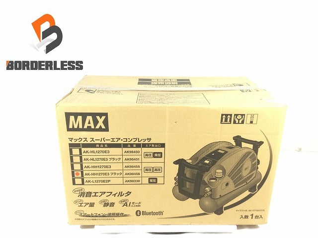☆未使用品☆ MAX マックス 11L 高圧 エアコンプレッサ AK-HH1270E3 黒/ブラック Bluetooth スマホで遠隔操作 83909