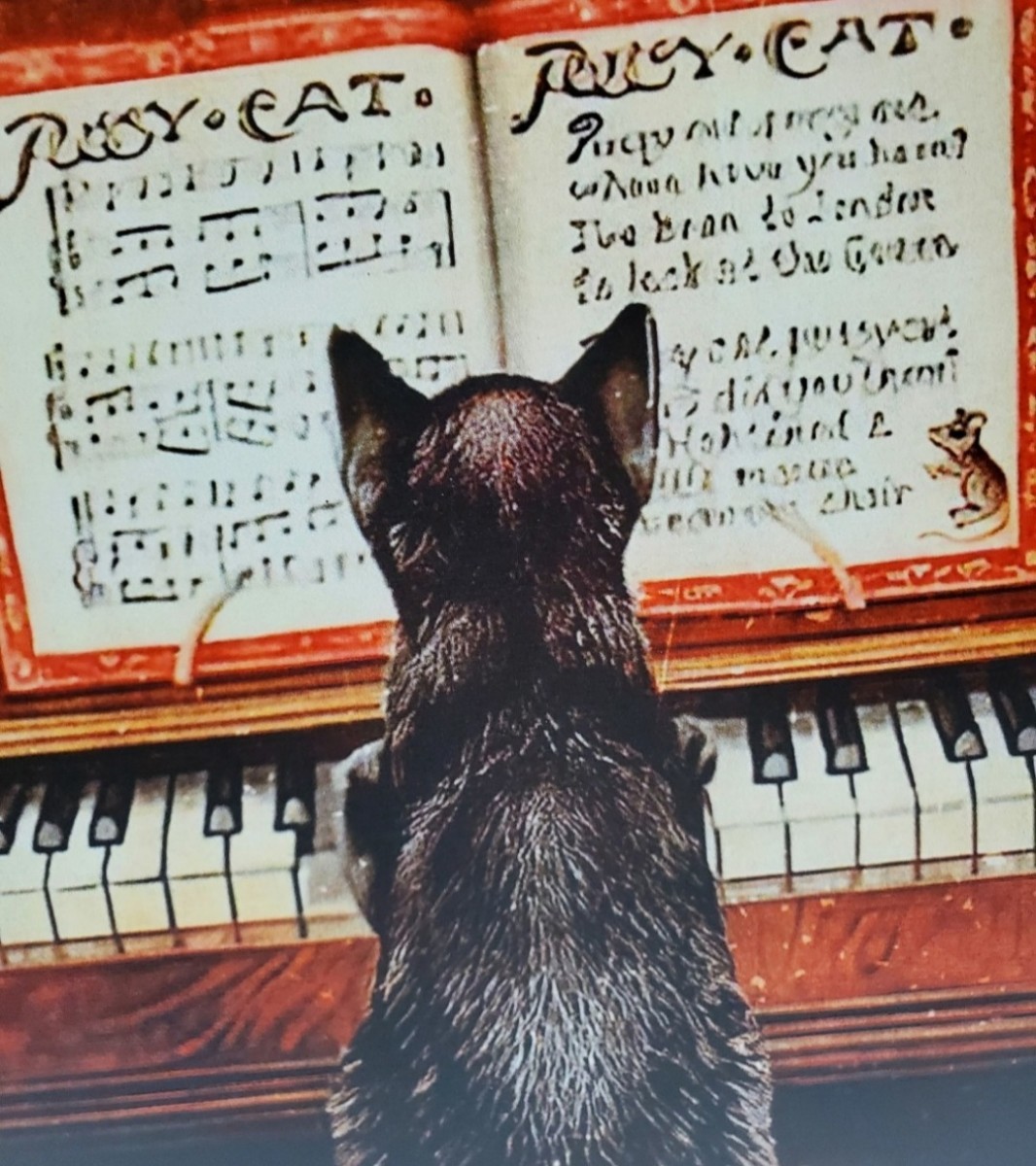 ブリキ看板　HANAKO　レトロ　猫の看板　T68　黒猫　ピアノ　クラシック　ウェルカムボード_画像4